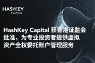 HashKey Capital获香港证监会批准，为专业投资者提供虚拟资产全权委托账户管理服务