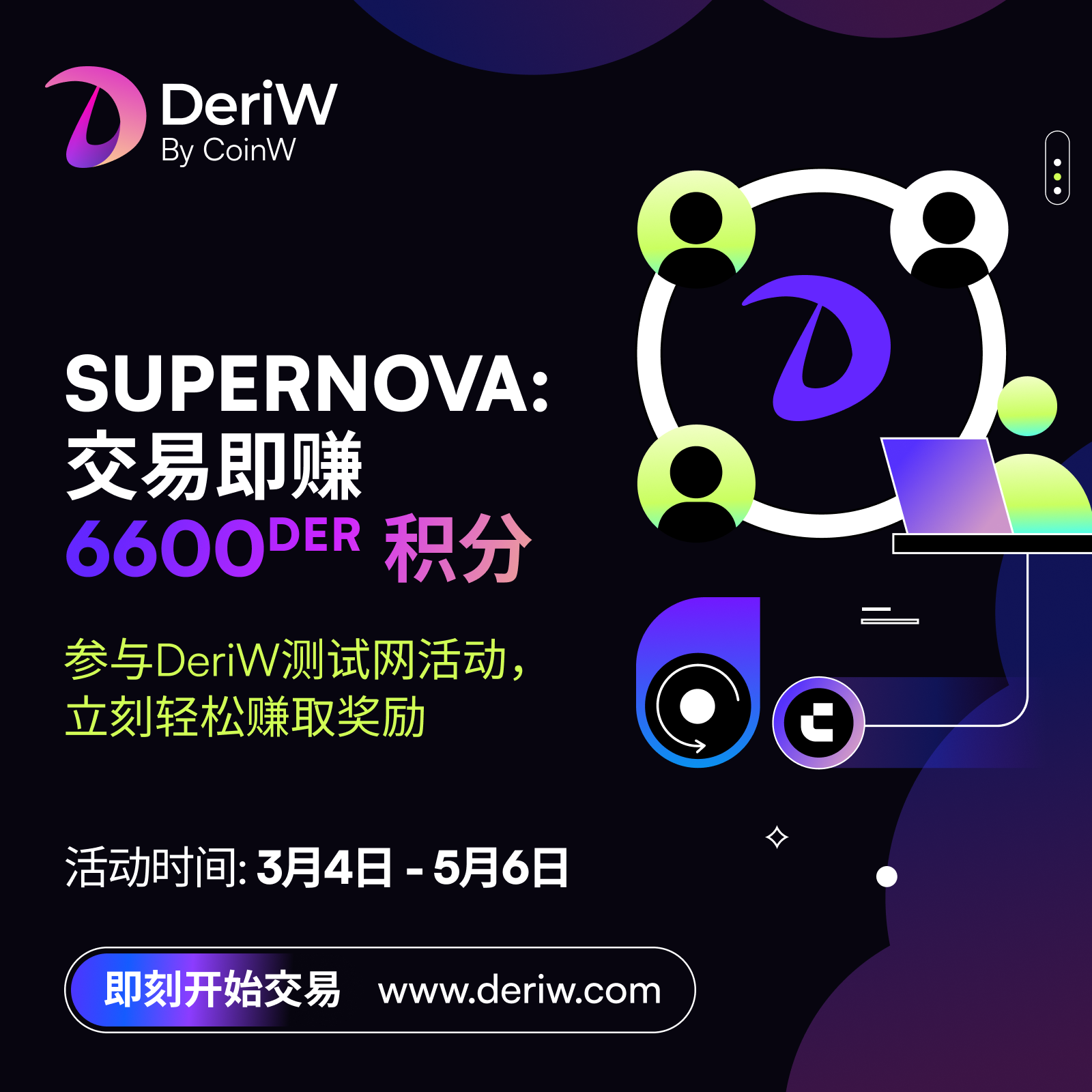 去中心化衍生品交易平台DeriW正式上线，打造零成本交易生态